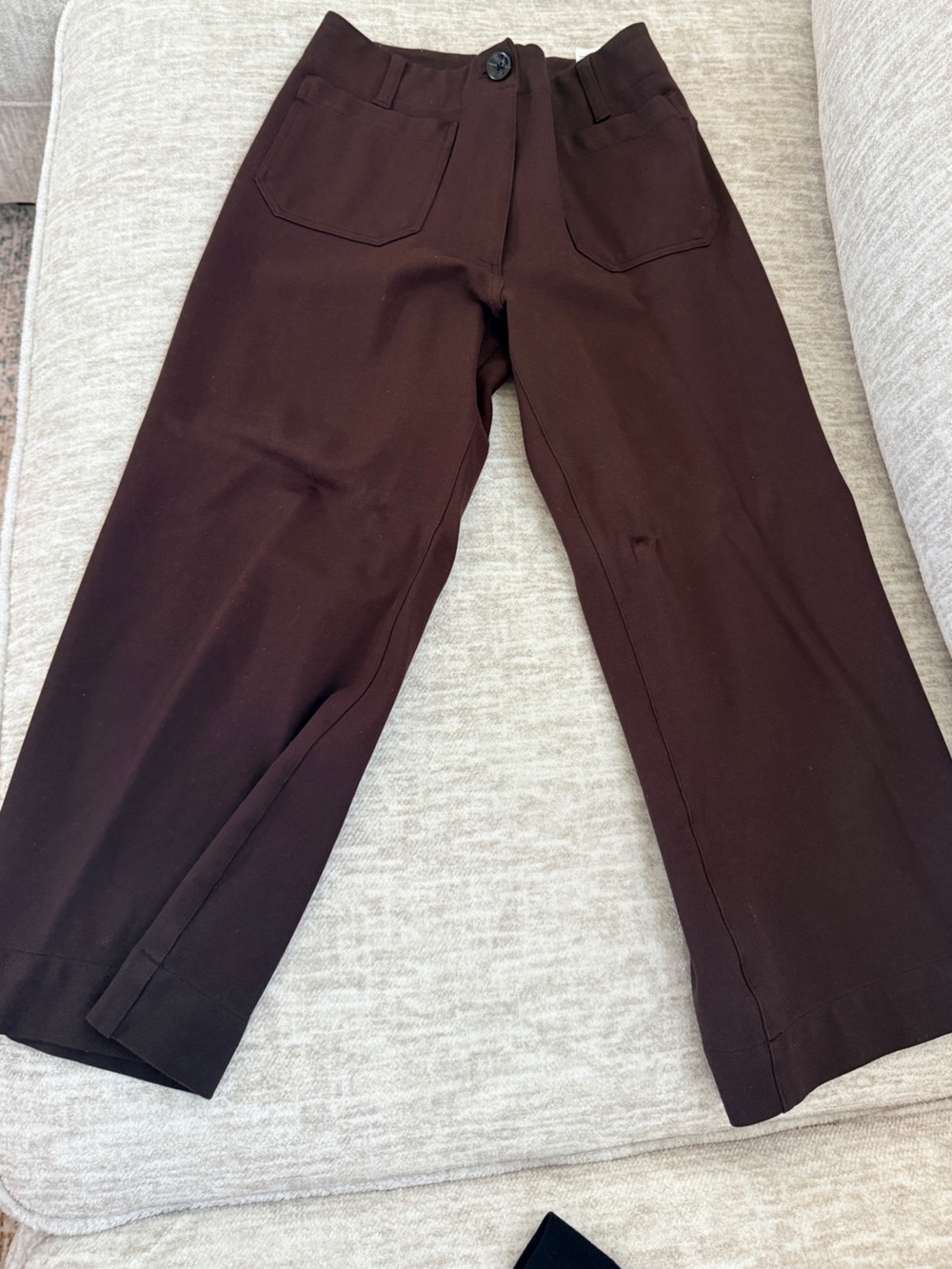 Quince Dark Brown Wide Leg Ponte Crop Pants